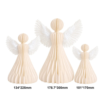 White Honeycomb Paper Angel Christmas Table Decoration Set
