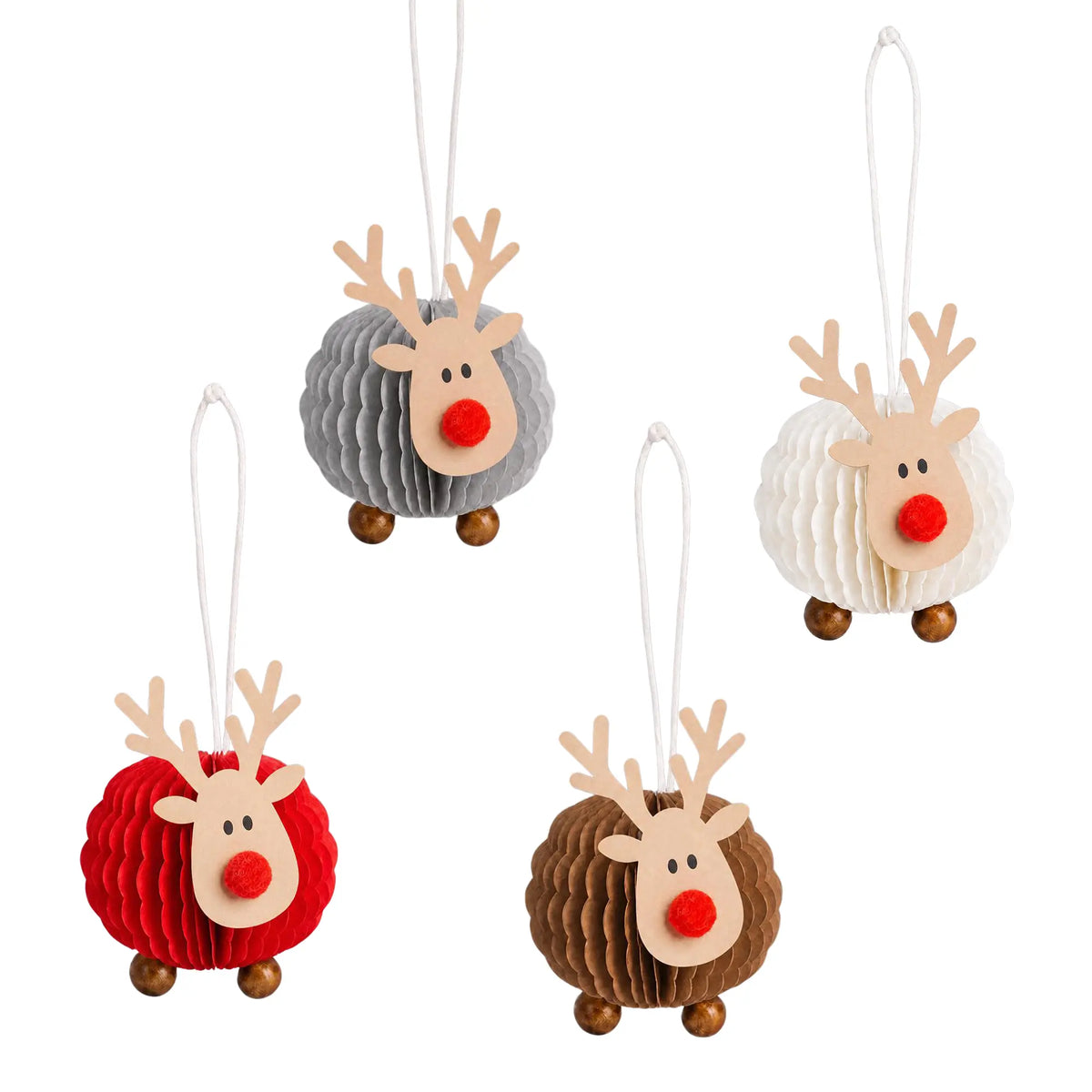 Wholesale Honeycomb Paper Reindeer Christmas Ornaments Set