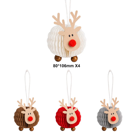 Wholesale Honeycomb Paper Reindeer Christmas Ornaments Set