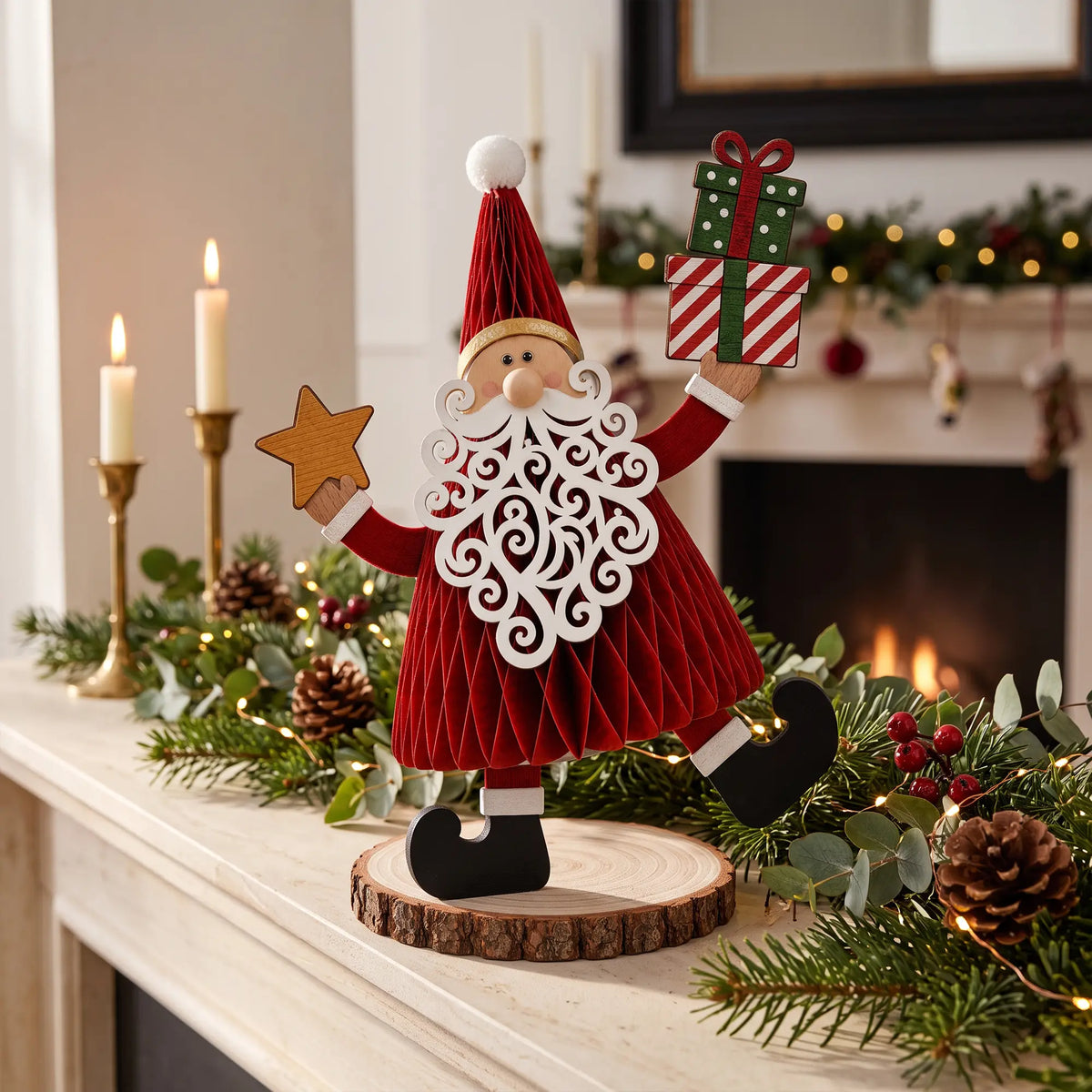 Wholesale Honeycomb Paper Santa Tabletop Christmas Decoration