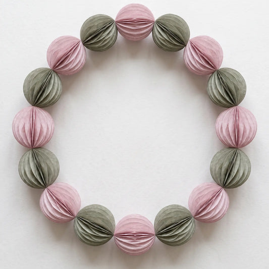 Wholesale Pink and Sage Honeycomb Paper Wreath
