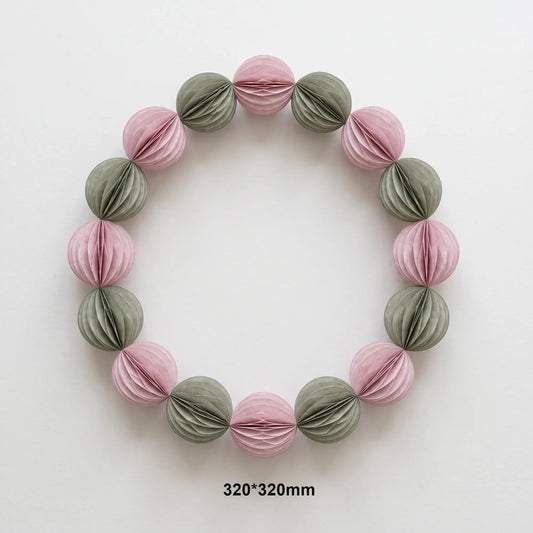 Wholesale Pink and Sage Honeycomb Paper Wreath