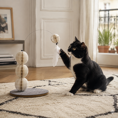 Interactive Honeycomb Paper Cat Toy on a white background, shown from the front