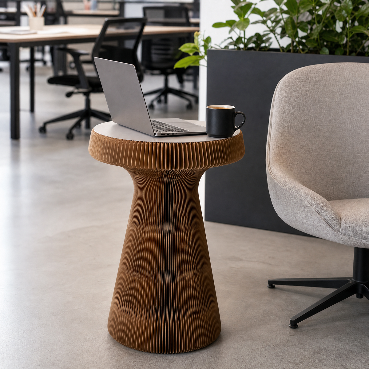 Brown Honeycomb Paper Side Table showing its structure and design details