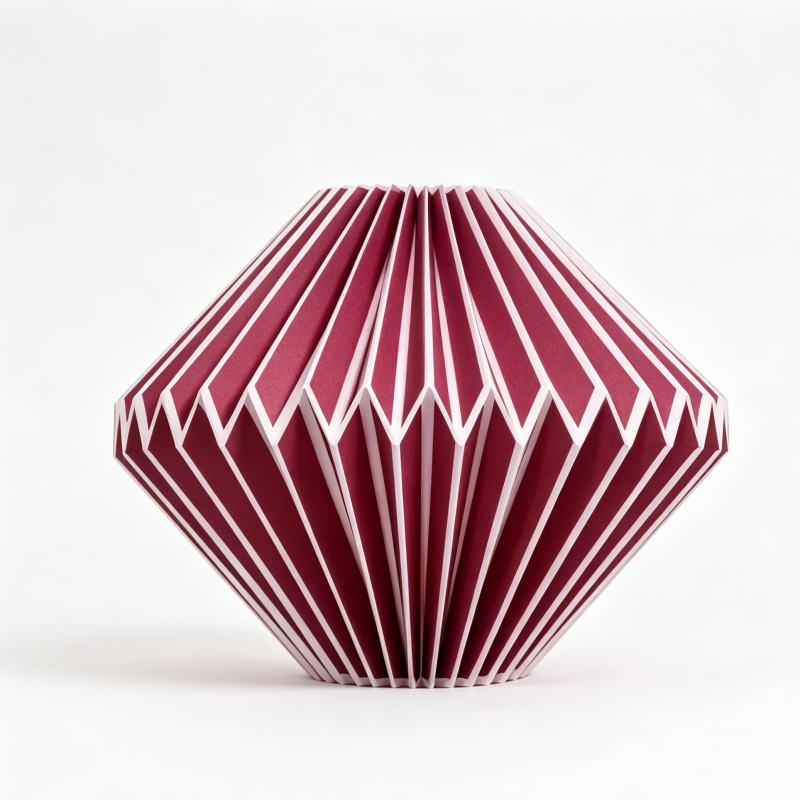 Burgundy Origami Pleated Diamond Paper Lampshade on a white background