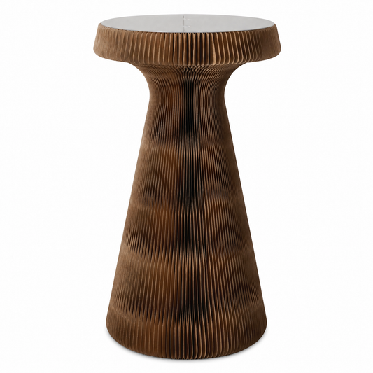 Brown Honeycomb Paper Side Table on a white background, shown from the front