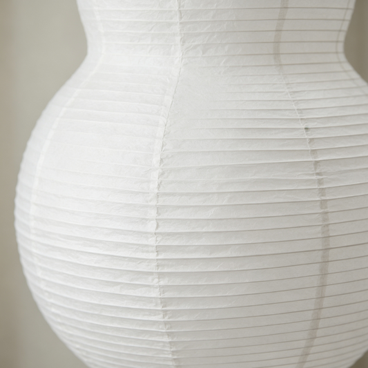White Gourd-Shaped Rice Paper Floor Lamp showing its structure