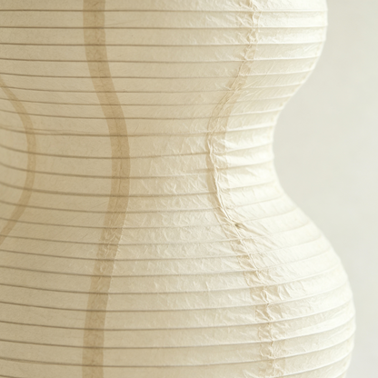 Folded Tall Gourd-Shaped Rice Paper Floor Lamp for compact storage and shipping