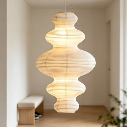 Gourd-Shaped Rice Paper Pendant Lampshade showing its structure