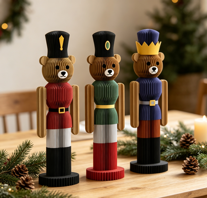 Honeycomb Paper Nutcracker Christmas Tabletop Decoration showing its structure