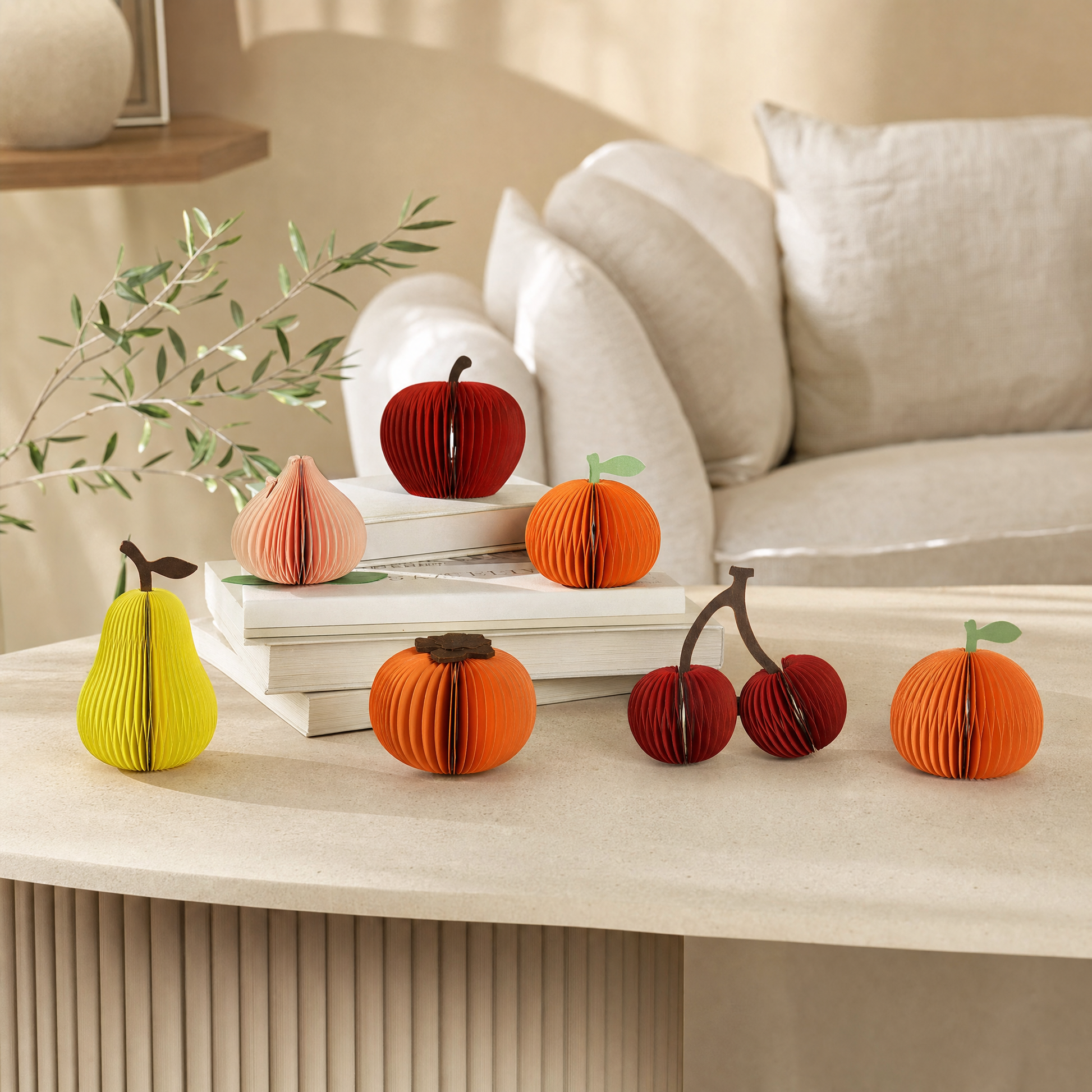 Fruit-Shaped Honeycomb Paper Aroma Diffuser Set showing its structure