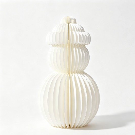 Cream Snowman Accordion Paper Christmas Lamp on a white background