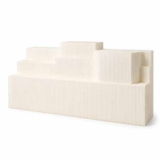 Custom Multi-Tier Honeycomb Paper Display Stand on a white background