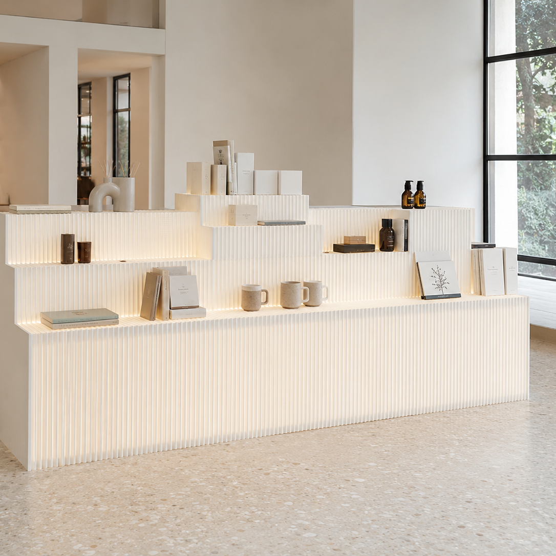 Custom Multi-Tier Honeycomb Paper Display Stand showing its structure