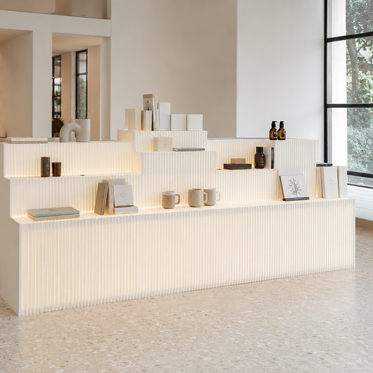 Custom Multi-Tier Honeycomb Paper Display Stand showing its structure