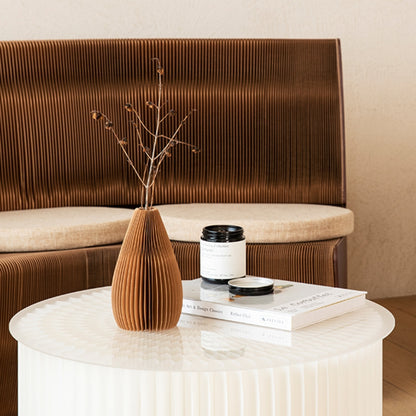 Custom Pleated Honeycomb Paper Vase Collection in a modern living room