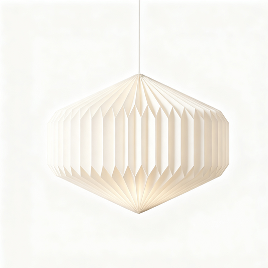 Diamond Origami Pleated Paper Pendant Lamp on a white background