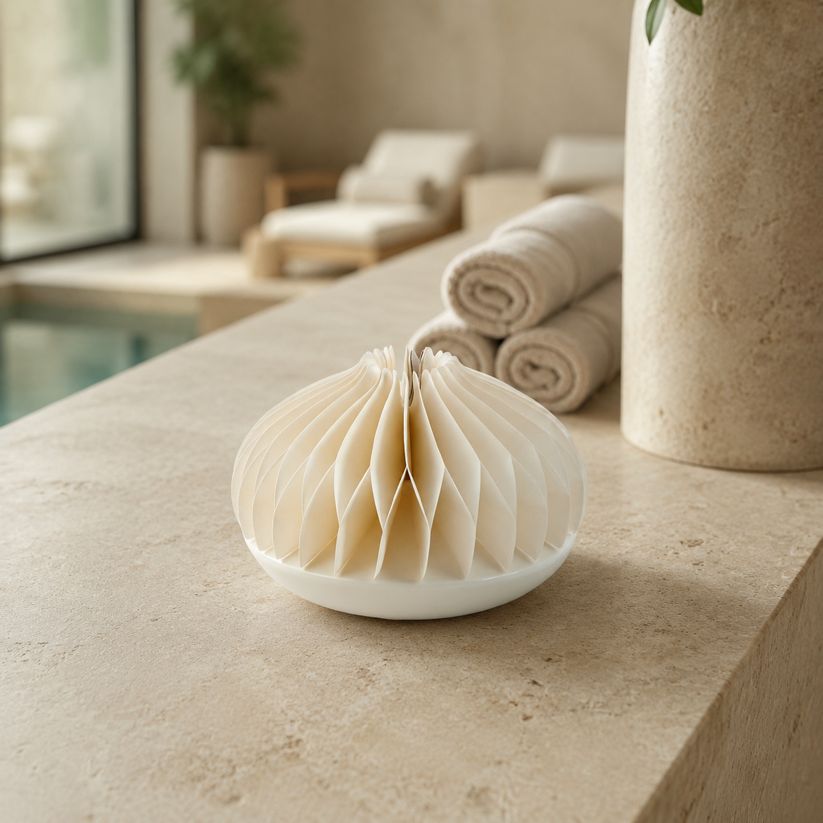 Folded Round Honeycomb Paper Aroma Diffuser for compact storage and shipping