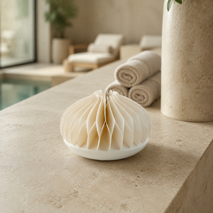 Folded Round Honeycomb Paper Aroma Diffuser for compact storage and shipping