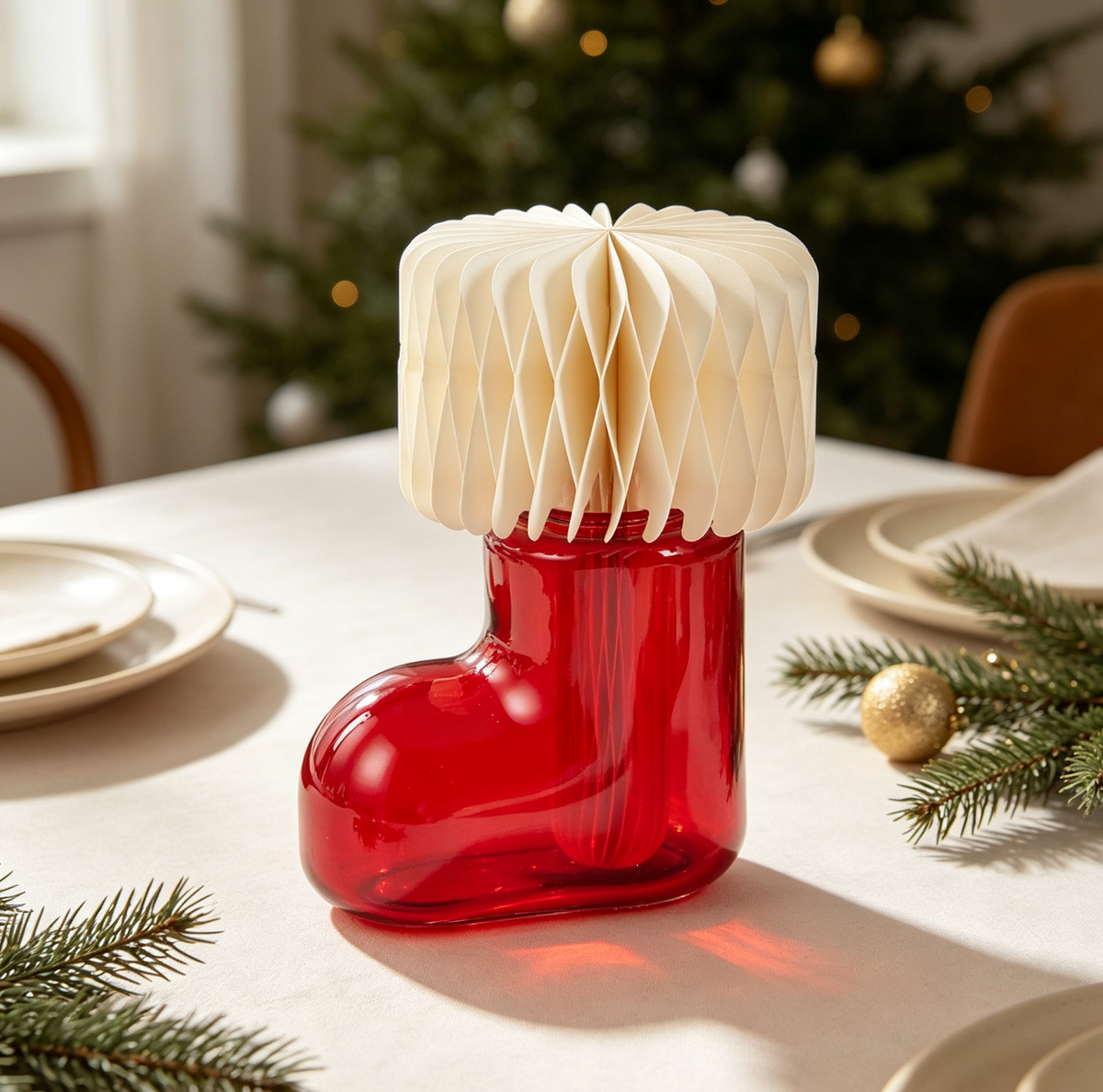 Honeycomb Paper Fragrance Diffuser with Glass Vessel in a modern living room