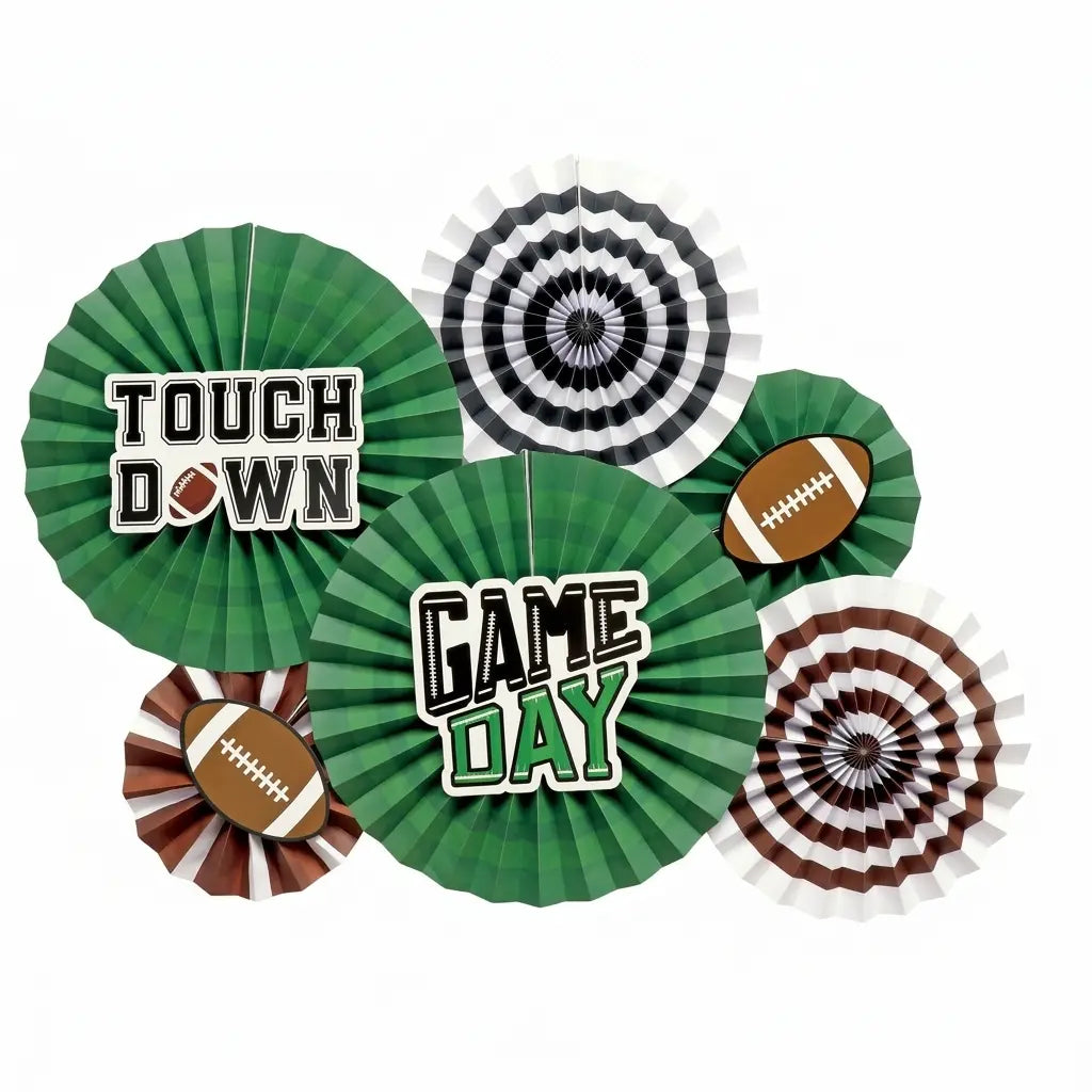 American Football Paper Fan Decoration Set on a white background