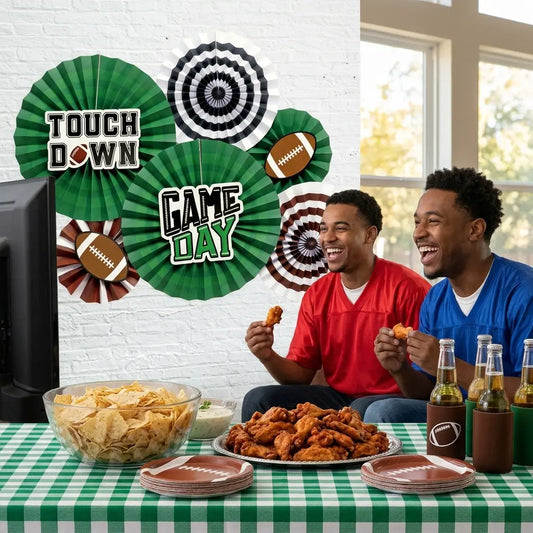 American Football Paper Fan Decoration Set showing its structure