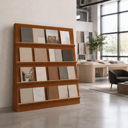 Custom Wide Honeycomb Paper Magazine Display Rack showing its structure