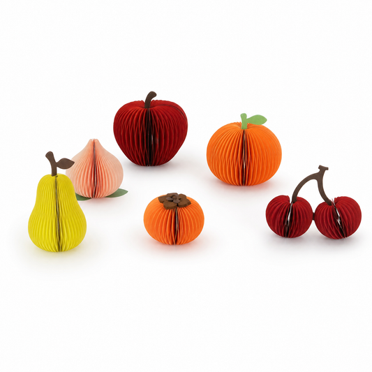 Fruit-Shaped Honeycomb Paper Aroma Diffuser Set on a white background