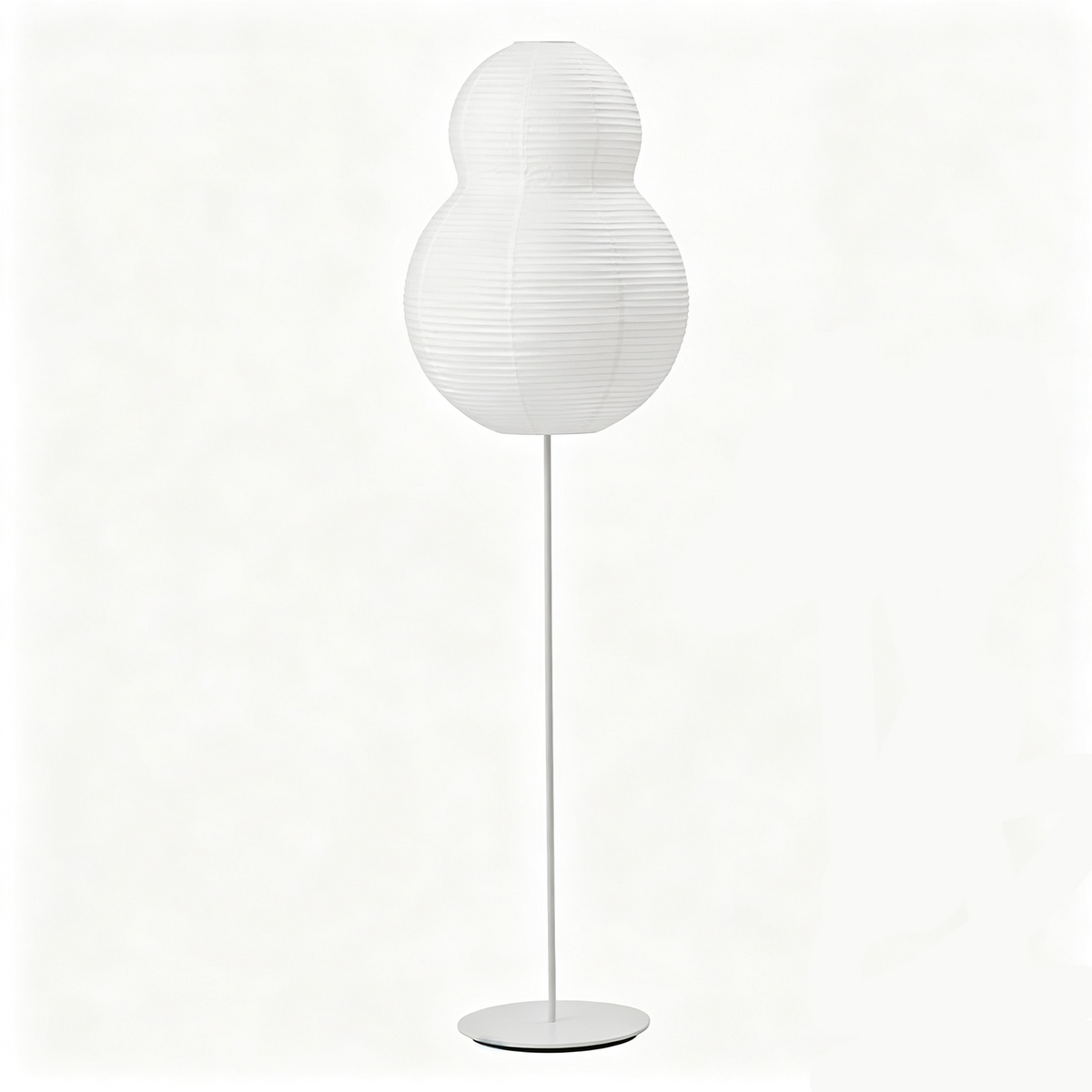 White Gourd-Shaped Rice Paper Floor Lamp on a white background
