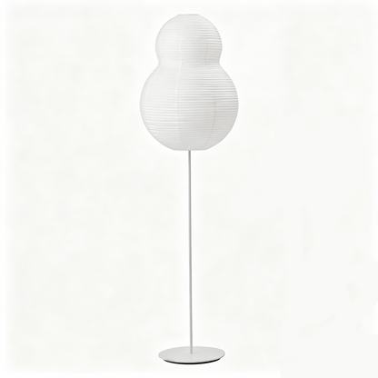 White Gourd-Shaped Rice Paper Floor Lamp on a white background