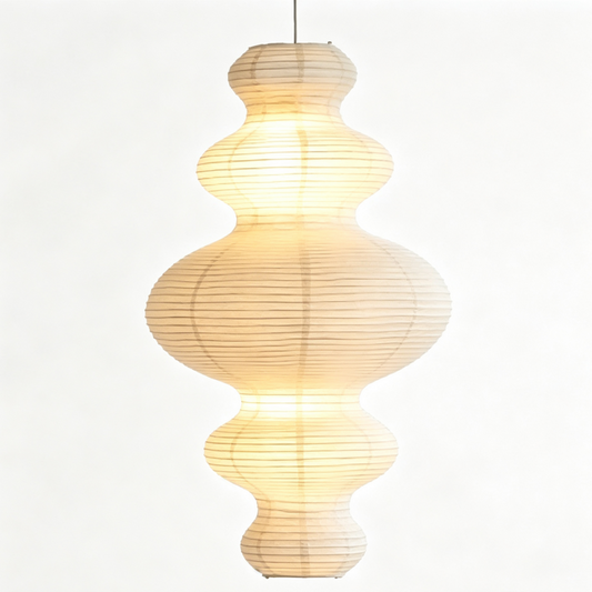 Gourd-Shaped Rice Paper Pendant Lampshade on a white background