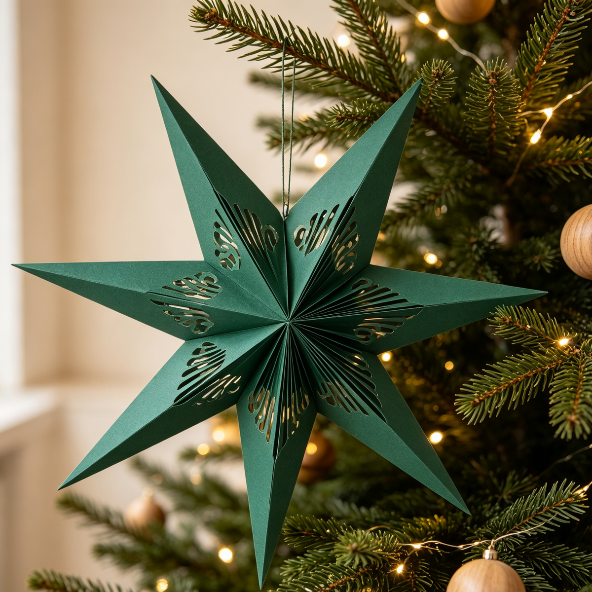 3D Cutout Paper Christmas Star Ornament showing its structure