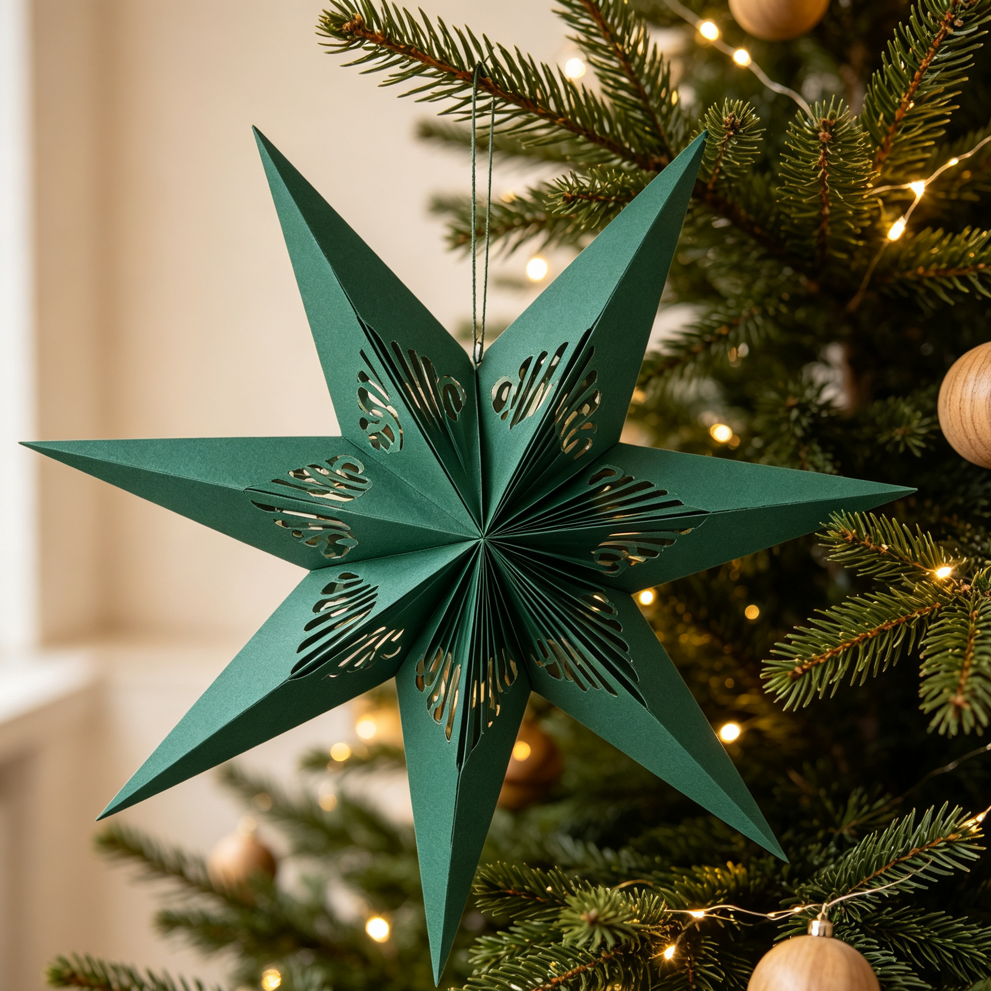 3D Cutout Paper Christmas Star Ornament showing its structure