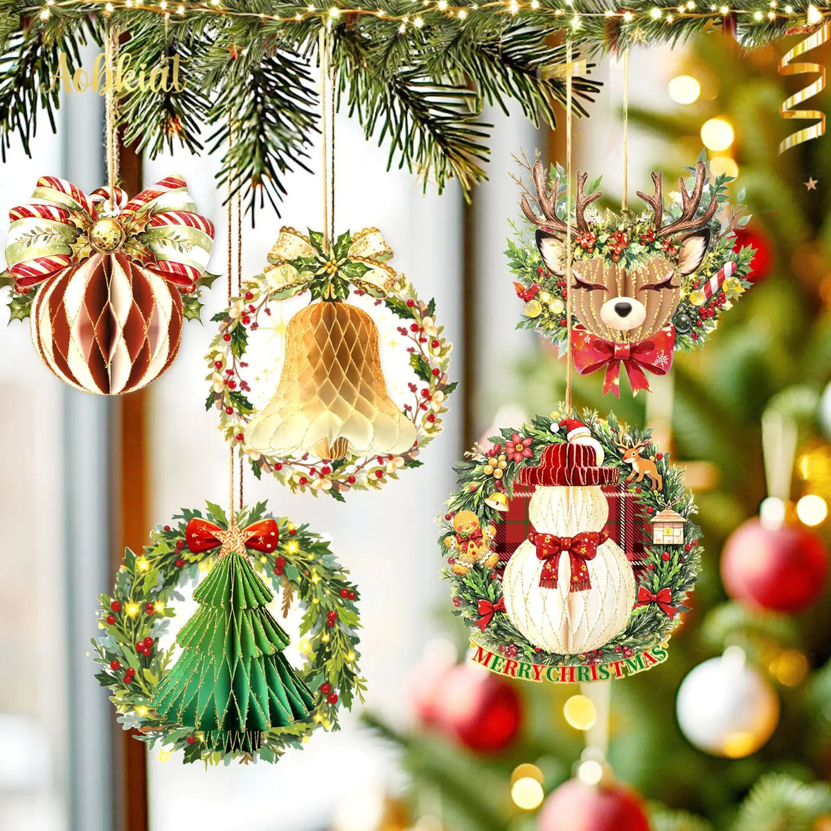 Wholesale Honeycomb Paper Christmas Ornament Set