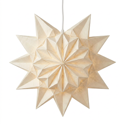 Layered Ivory Paper Star Lampshade on a white background, shown from the front