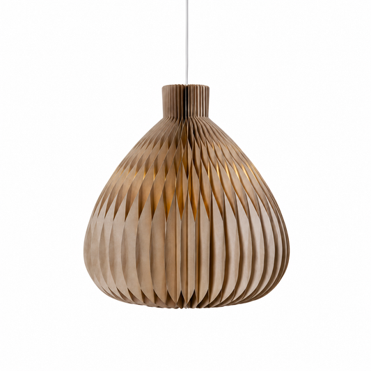 Natural Kraft Honeycomb Paper Pendant Lampshade on a white background