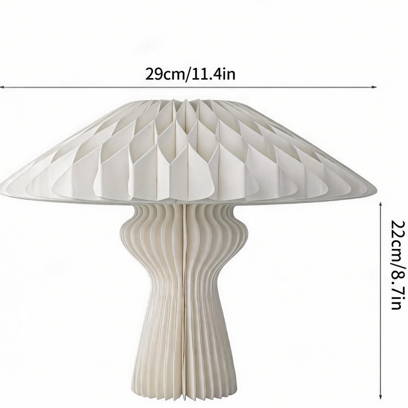 White Mushroom-Shaped Honeycomb Paper Table Lamp showing its structure