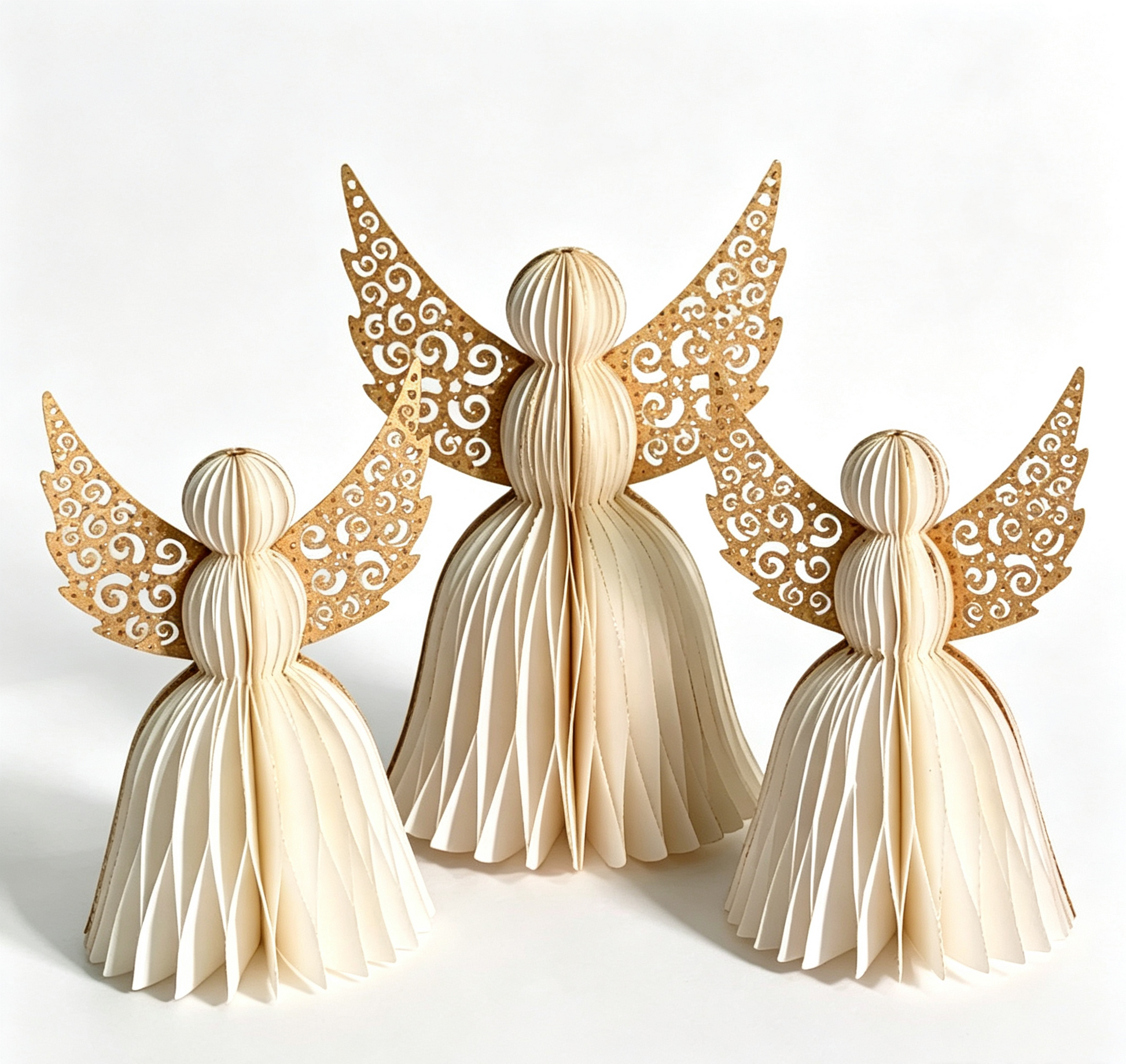 Honeycomb Paper Angel Tabletop Decoration on a white background