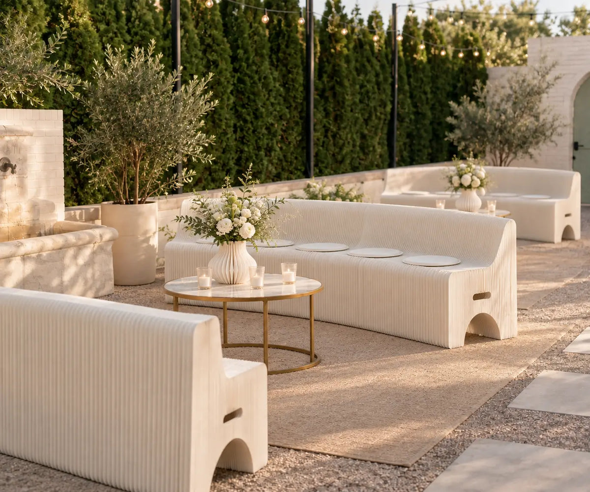 Honeycomb paper lounge seating and benches for wedding lounge areas, wholesale