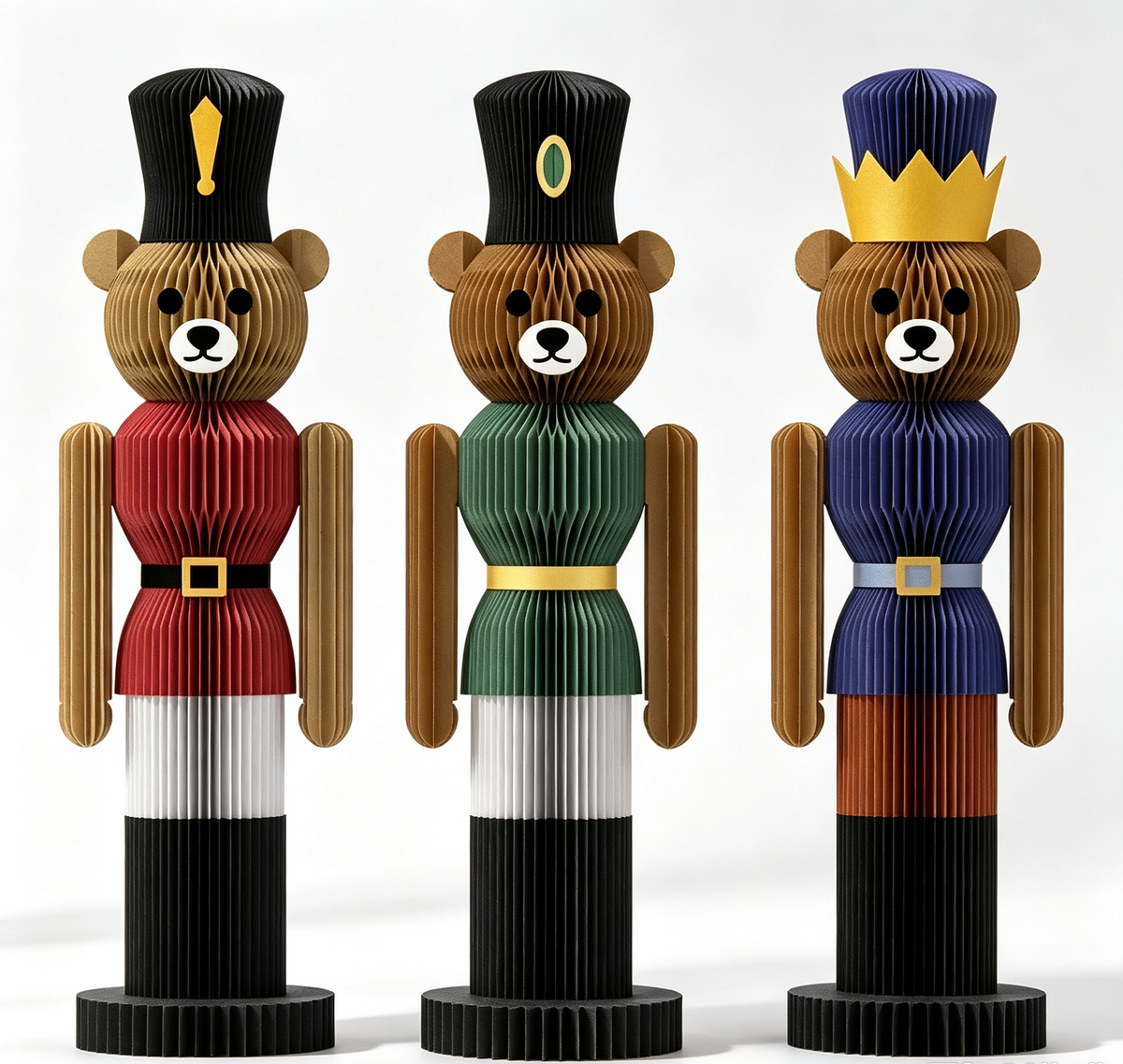 Honeycomb Paper Nutcracker Christmas Tabletop Decoration on a white background