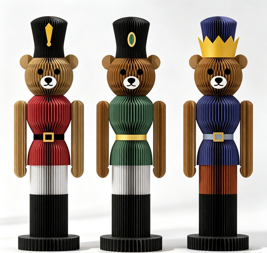 Honeycomb Paper Nutcracker Christmas Tabletop Decoration on a white background