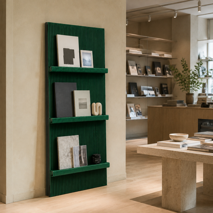 Folded Custom Honeycomb Paper Magazine Display Rack for compact storage and shipping