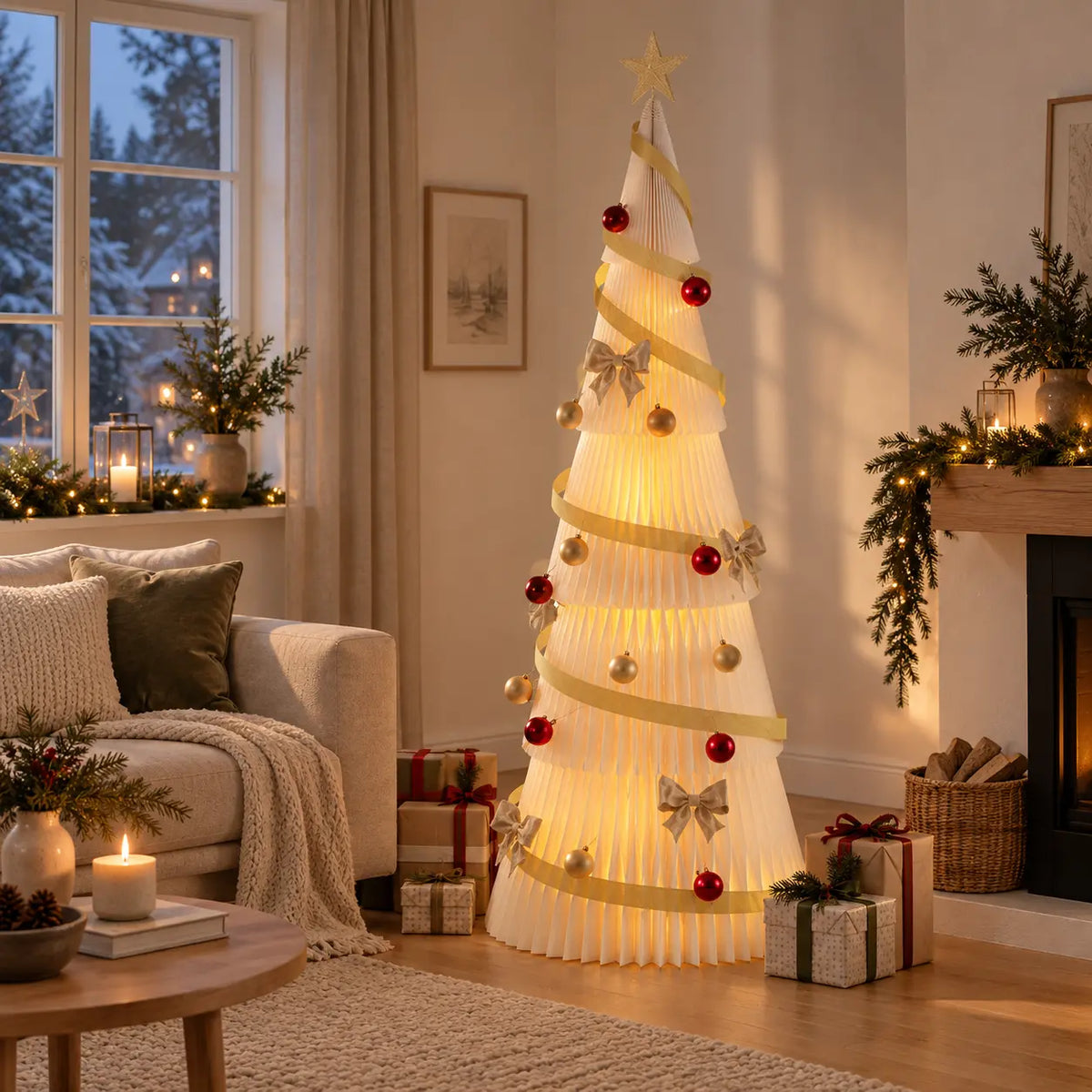 Wholesale White Accordion Paper Christmas Tree