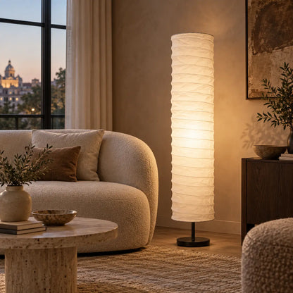 Cylindrical Rice Paper Floor Lamp