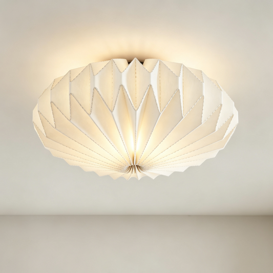 Cream Origami Folded Paper Ceiling Lampshade showing its structure