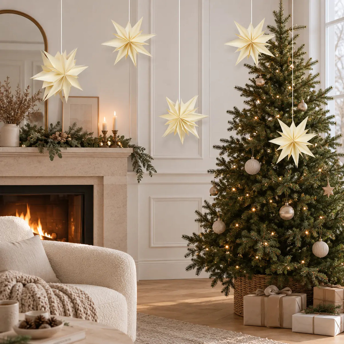 Wholesale Ivory Origami Paper Star Ornaments