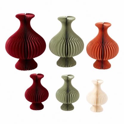 Honeycomb Paper Vase Set on a white background, shown from the front