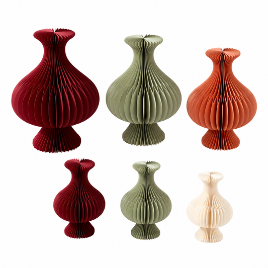 Honeycomb Paper Vase Set on a white background, shown from the front