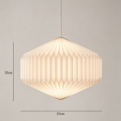 Diamond Origami Pleated Paper Pendant Lamp showing its structure