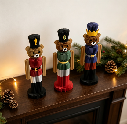 Folded Honeycomb Paper Nutcracker Christmas Tabletop Decoration for compact storage and shipping